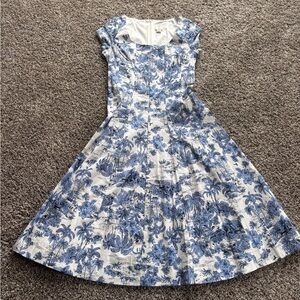 Joie White and Blue Floral Midi Dress